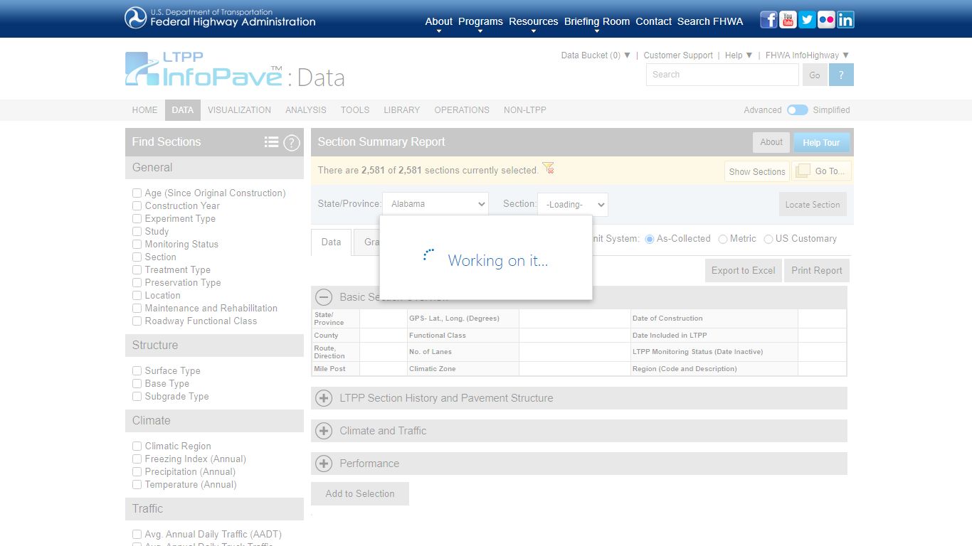LTPP InfoPave - Section Summary Report - Transportation
